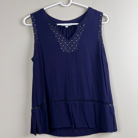 Skies Are Blue Tops - Skies Are Blue Women's Small Royal Blue Sleeveless Career Top Split Neck EUC